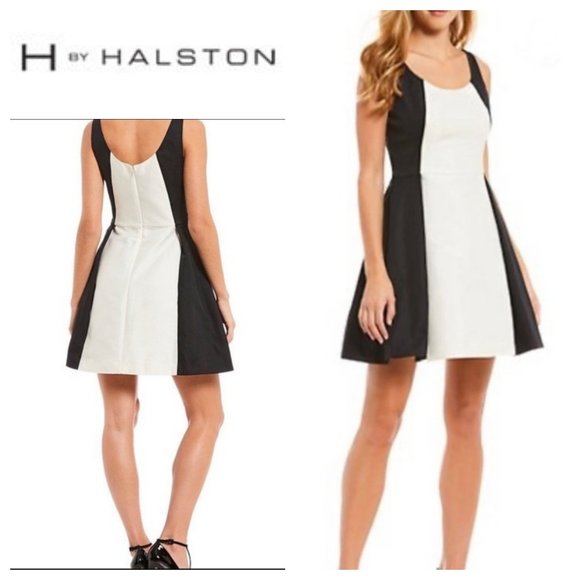 H by Halston Dresses & Skirts - NWT H Halston Dress 4 Small Black Ivory Colorblock Stripe Slvlss Party Cocktail